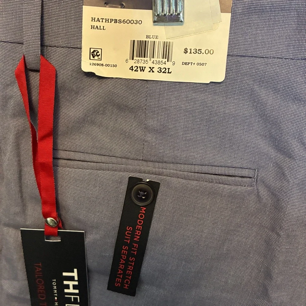 Tommy Hilfiger Mens Modern Stretch Tapered Suit Pants 42x32 Blue Office Work NWT